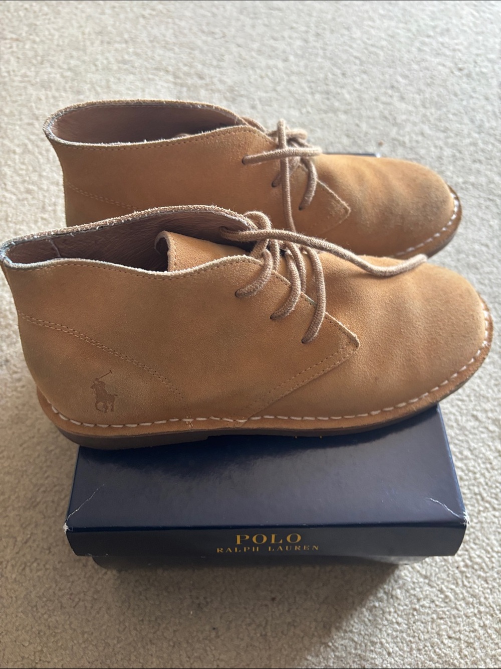 Polo by Ralph Lauren boy's Tan Suede Chukka Boot - Lace-Up